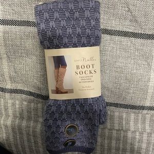 Brand New Simply Noelle Blue Boot Socks w Buttons